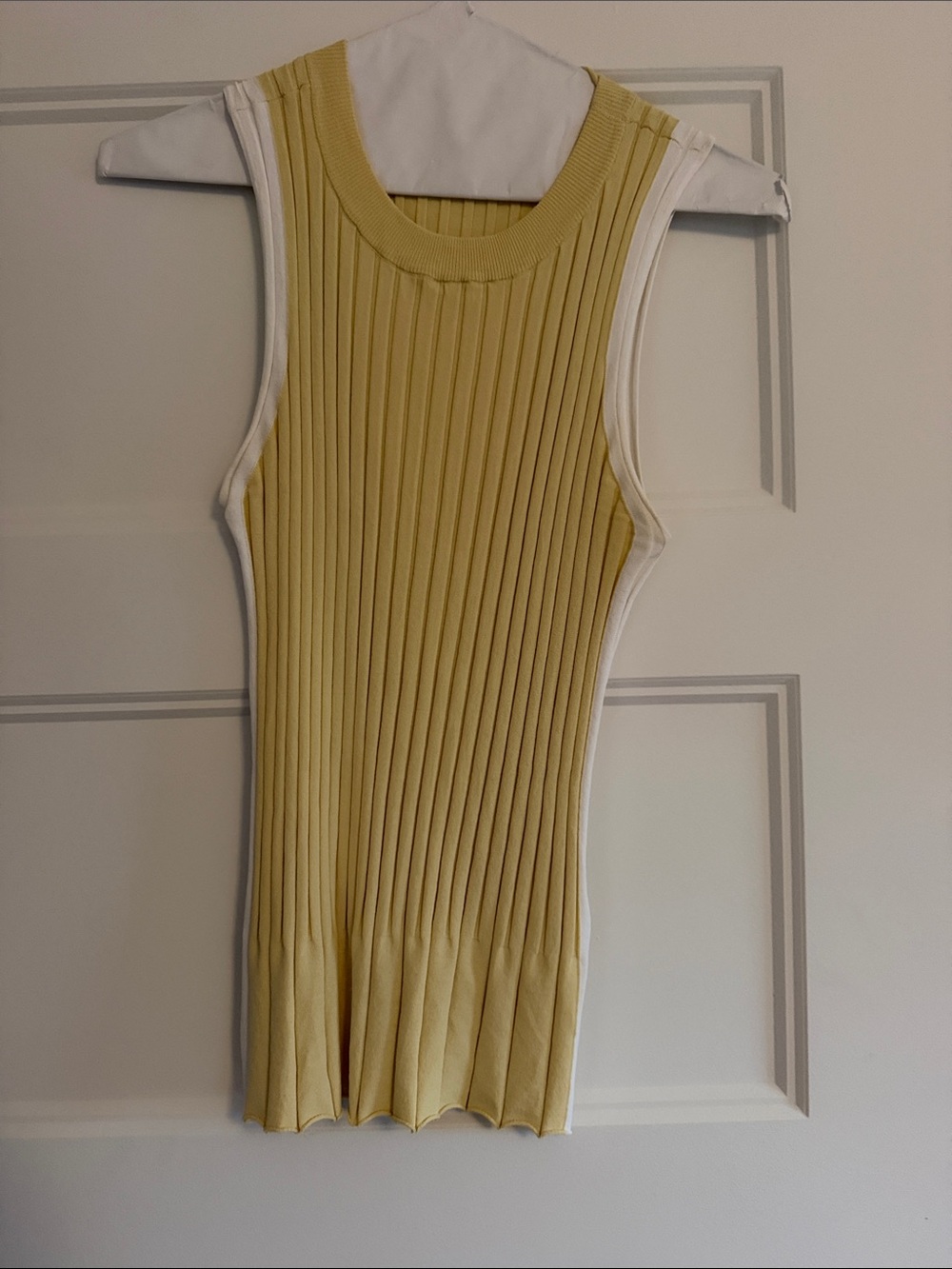 Ribbed Sleeveless Knit Tank Top in Light Yellow
